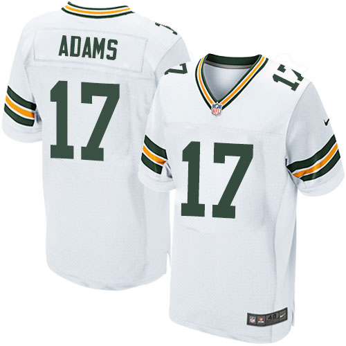 Men's Elite Davante Adams Nike Jersey White Road - #17 NFL Green Bay Packers